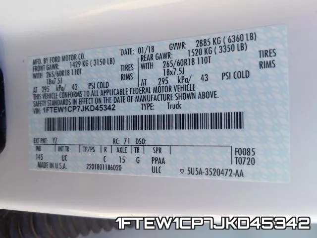 1FTEW1CP7JKD45342 фото 2