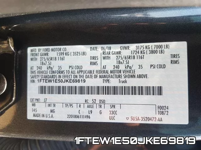 1FTEW1E50JKE69819 фото 2