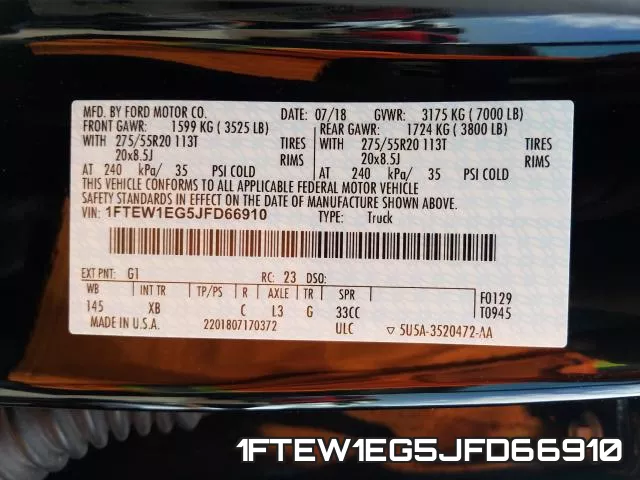 1FTEW1EG5JFD66910 фото 2
