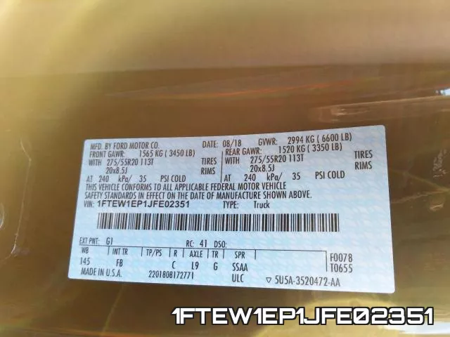 1FTEW1EP1JFE02351 фото 2