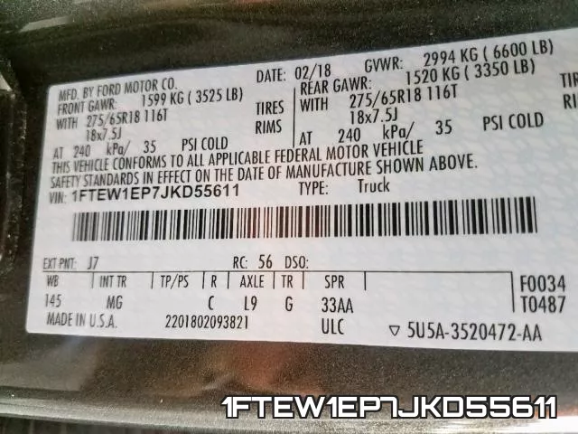 1FTEW1EP7JKD55611 фото 2