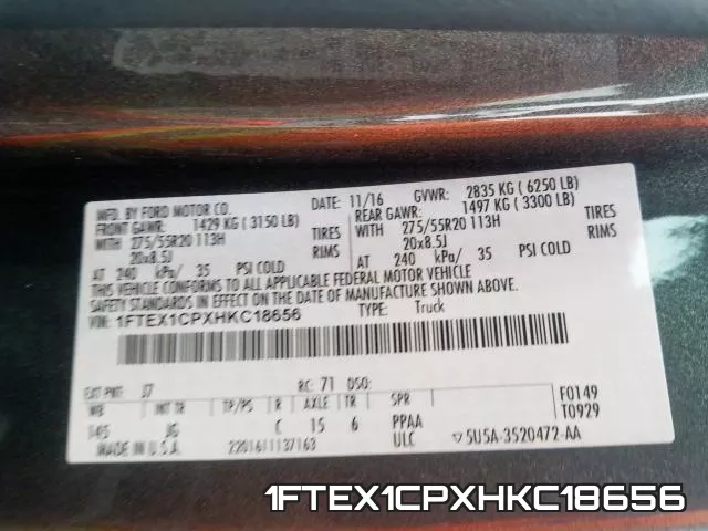 1FTEX1CPXHKC18656 фото 2