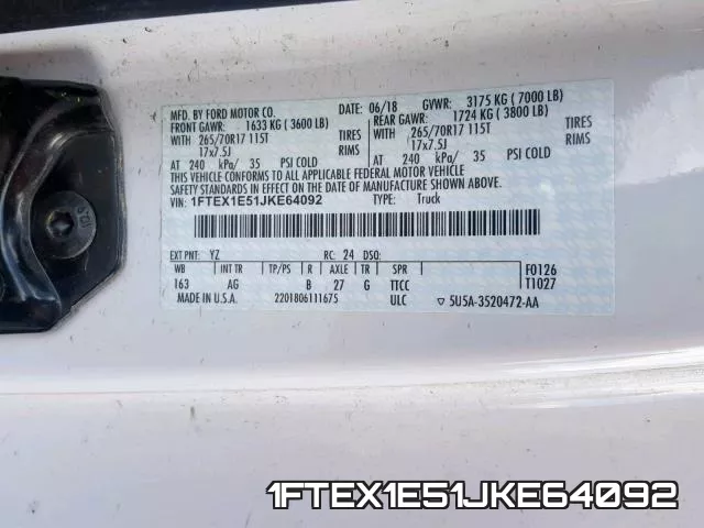 1FTEX1E51JKE64092 фото 2