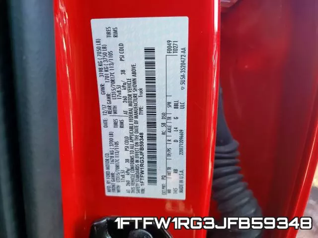 1FTFW1RG3JFB59348 фото 2
