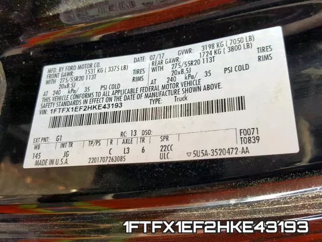 1FTFX1EF2HKE43193 фото 2