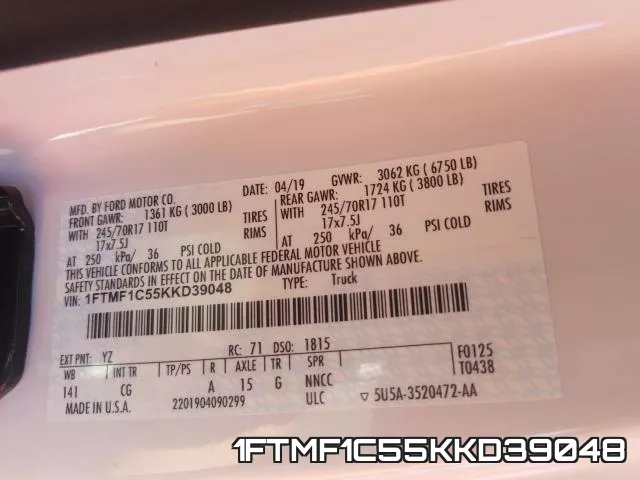 1FTMF1C55KKD39048 фото 2