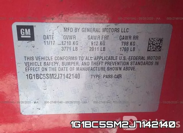 1G1BC5SM2J7142140 фото 10