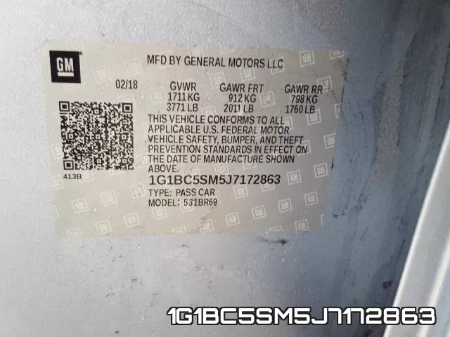 1G1BC5SM5J7172863 фото 2