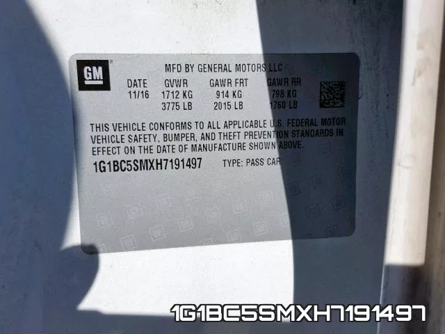 1G1BC5SMXH7191497 фото 2