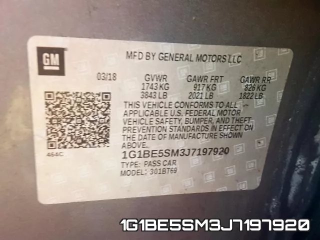1G1BE5SM3J7197920 фото 2