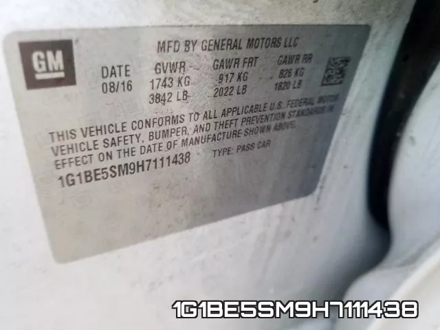 1G1BE5SM9H7111438 фото 2