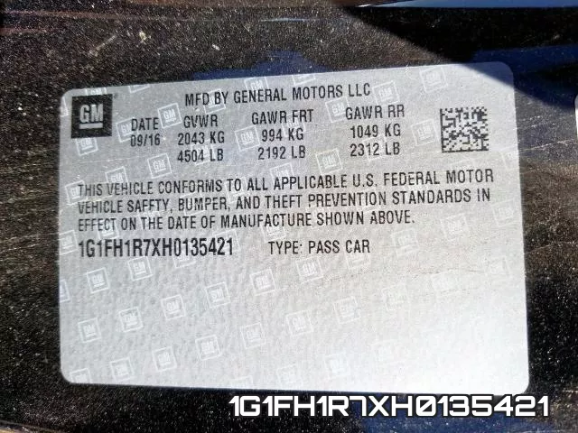 1G1FH1R7XH0135421 фото 2