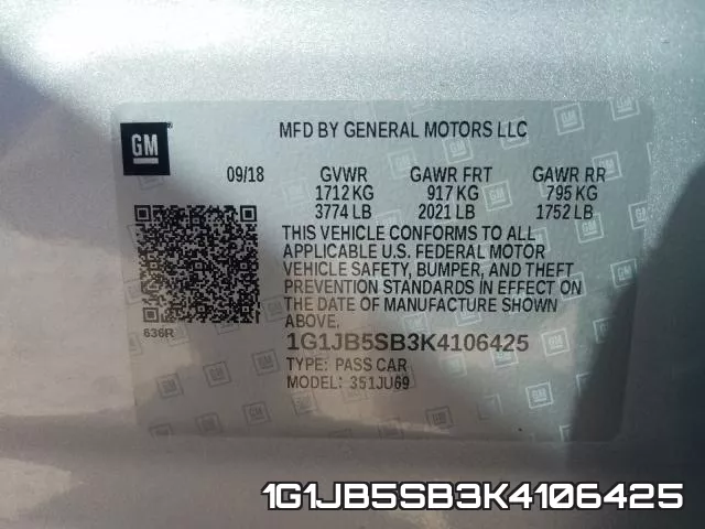 1G1JB5SB3K4106425 фото 2
