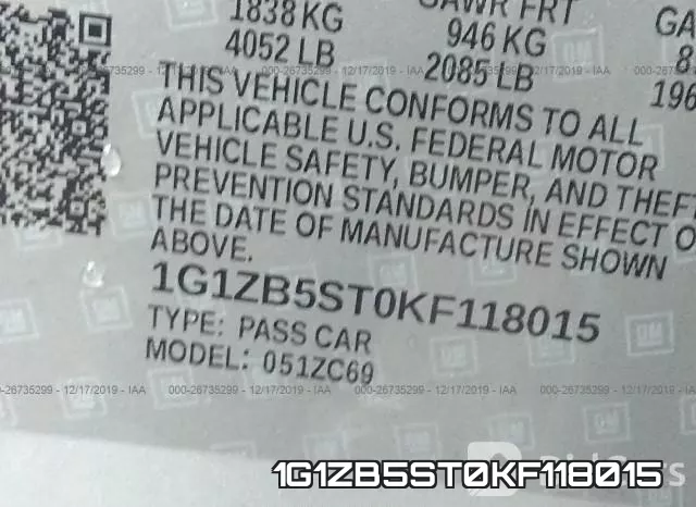1G1ZB5ST0KF118015 фото 10