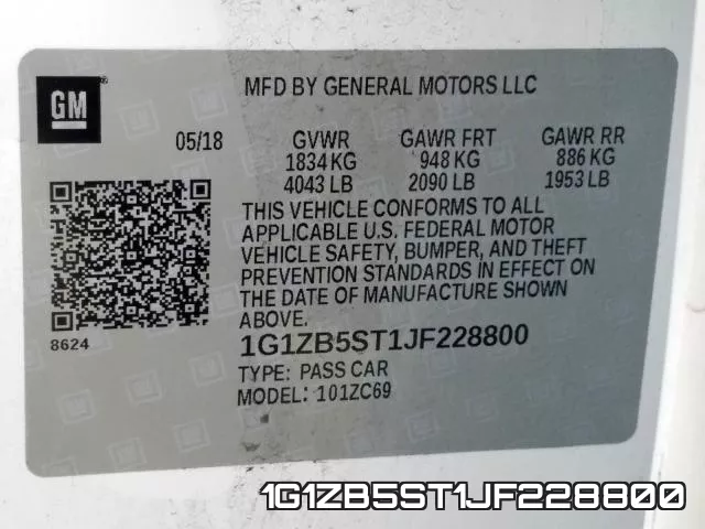 1G1ZB5ST1JF228800 фото 2