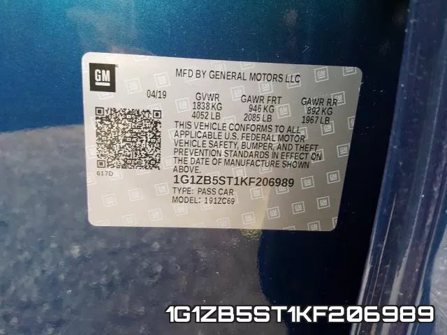 1G1ZB5ST1KF206989 фото 2