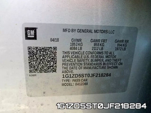 1G1ZD5ST0JF218284 фото 2