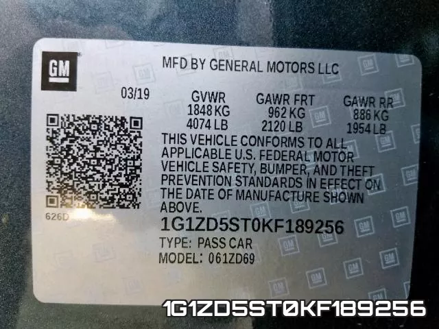 1G1ZD5ST0KF189256 фото 2