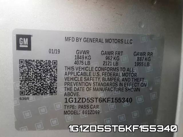 1G1ZD5ST6KF155340 фото 2
