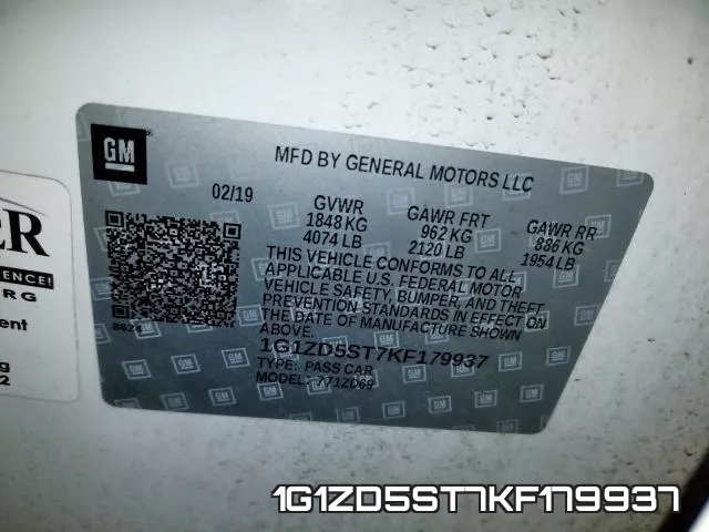 1G1ZD5ST7KF179937 фото 2