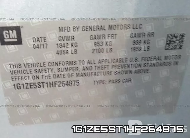 1G1ZE5ST1HF264875 фото 10