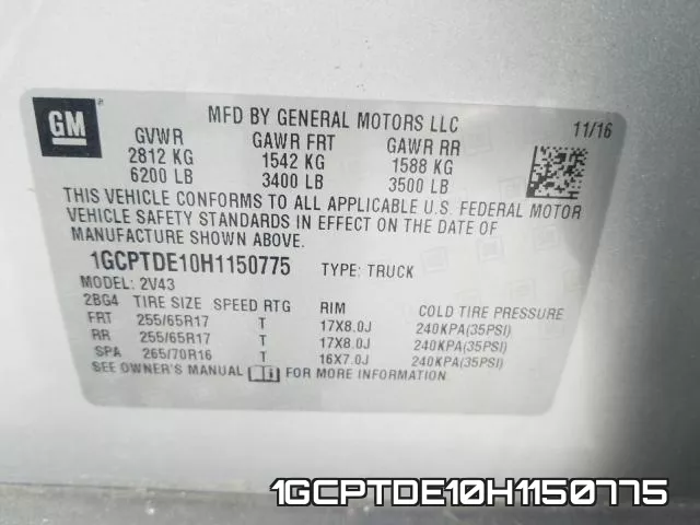 1GCPTDE10H1150775 фото 2