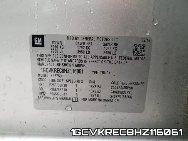 1GCVKREC8HZ116061 фото 2