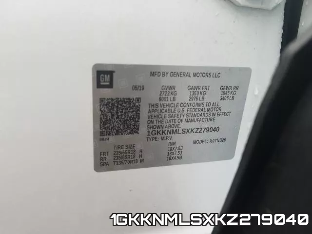 1GKKNMLSXKZ279040 фото 2