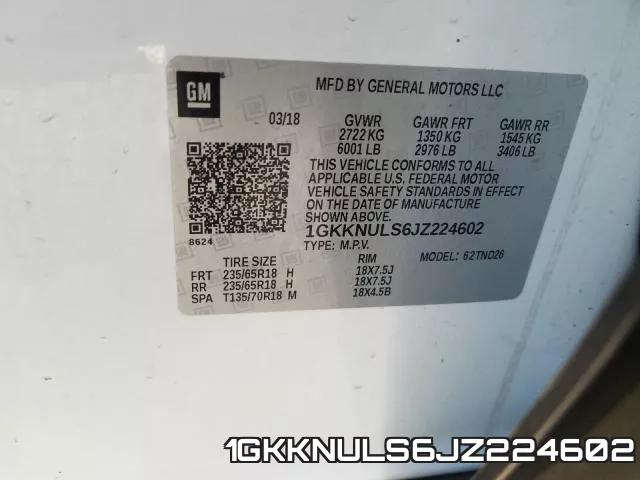 1GKKNULS6JZ224602 фото 2