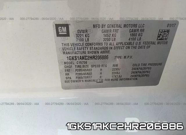 1GKS1AKC2HR206886 фото 10