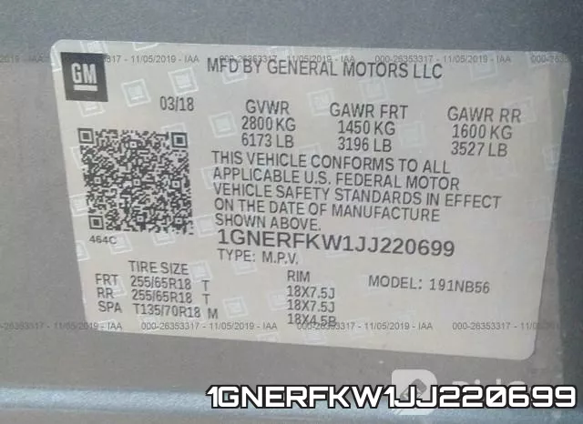 1GNERFKW1JJ220699 фото 10
