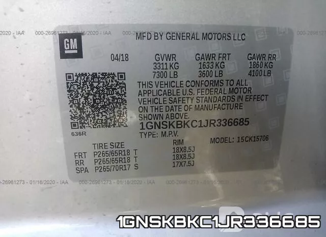 1GNSKBKC1JR336685 фото 10