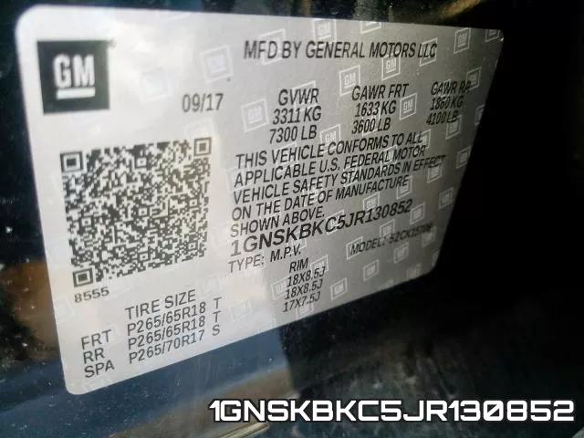 1GNSKBKC5JR130852 фото 2