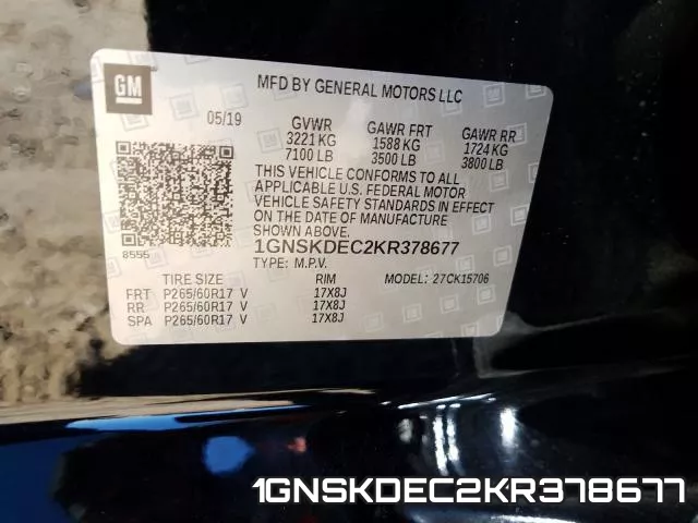1GNSKDEC2KR378677 фото 2