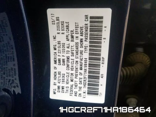1HGCR2F71HA186464 фото 2