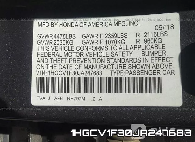 1HGCV1F30JA247683 фото 10