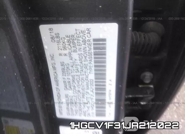 1HGCV1F31JA212022 фото 10