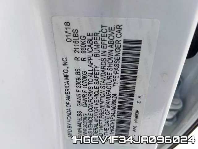 1HGCV1F34JA096024 фото 2