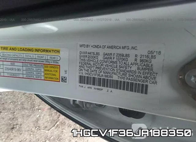 1HGCV1F36JA188350 фото 10