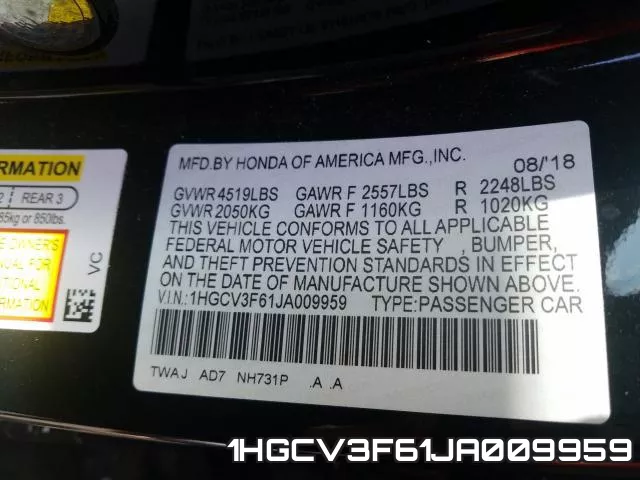 1HGCV3F61JA009959 фото 2