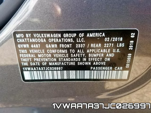 1VWAA7A37JC026997 фото 2