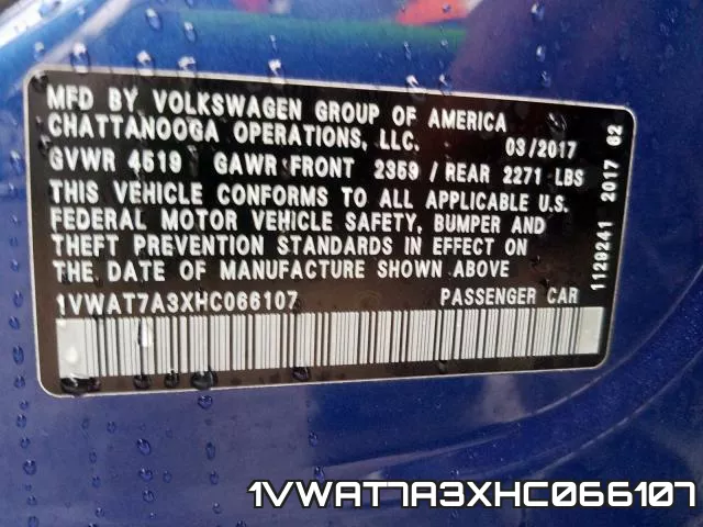 1VWAT7A3XHC066107 фото 2
