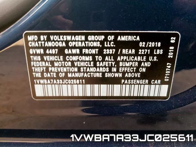 1VWBA7A33JC025611 фото 2
