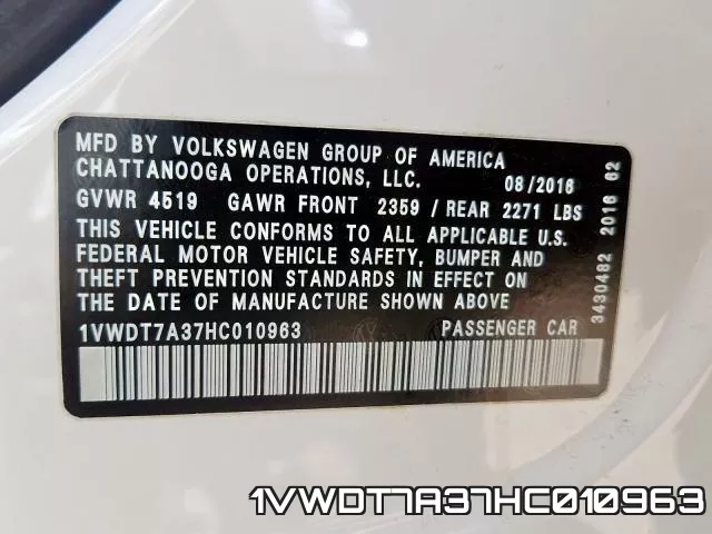 1VWDT7A37HC010963 фото 2