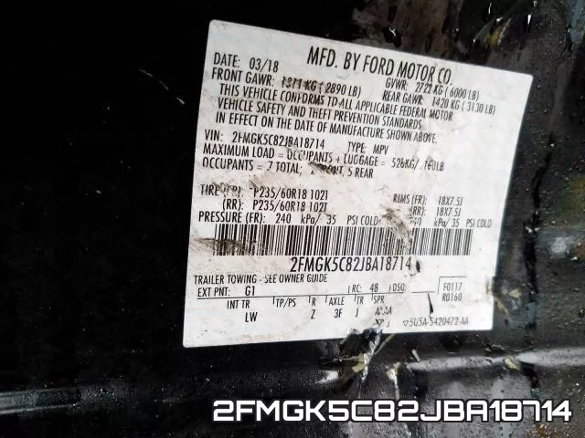 2FMGK5C82JBA18714 фото 2