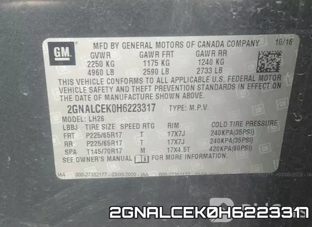 2GNALCEK0H6223317 фото 10