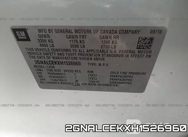 2GNALCEKXH1526960 фото 10