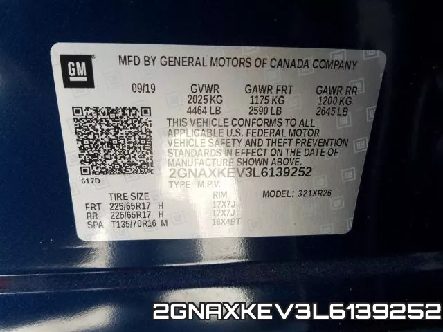 2GNAXKEV3L6139252 фото 2