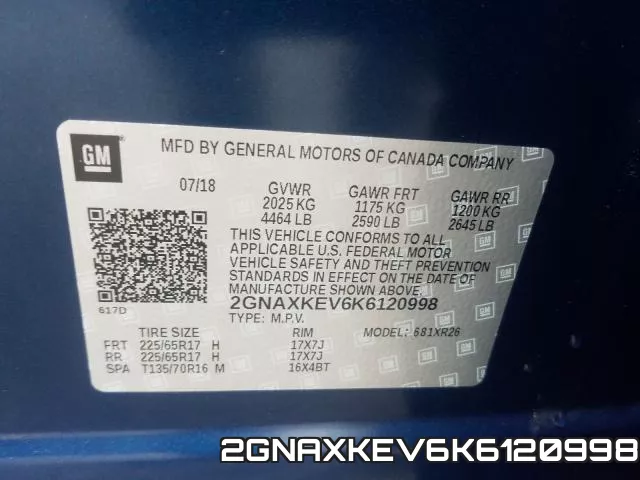 2GNAXKEV6K6120998 фото 2