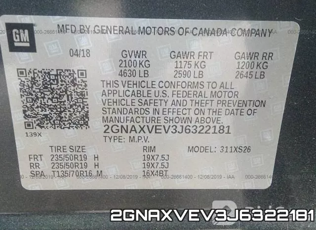 2GNAXVEV3J6322181 фото 10